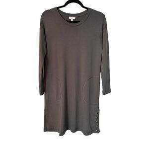 J. Jill Petite French Terry Peat Moss Green Dress SP Minimalist Capsule Staple